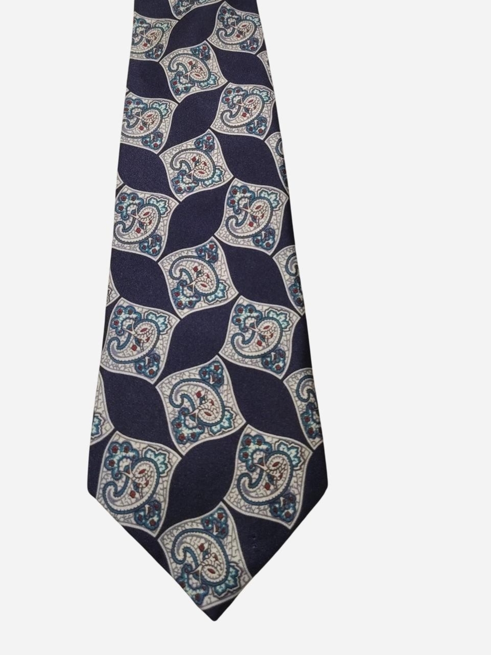 Navy Paisley-Print Men's Tie